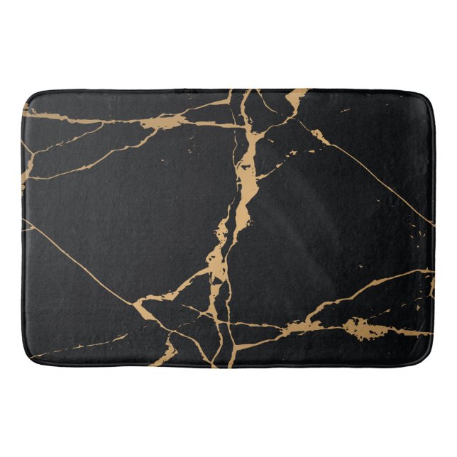 Tapis De Bain Marbre noir et or (Devant)