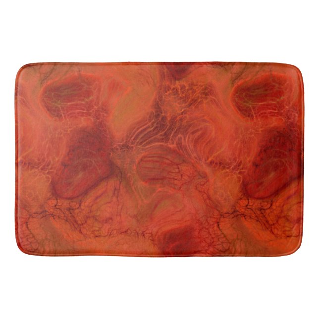 Tapis De Bain marbre orange et rouge abstrait (Devant)