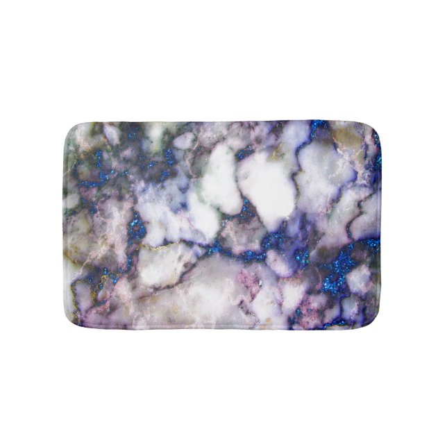 Tapis De Bain Marbre rose blanc Pierre Parties scintillant bleue (Devant)