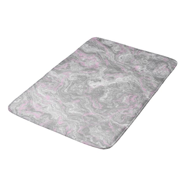 Tapis De Bain Marbre rose et gris abstrait (Angle)