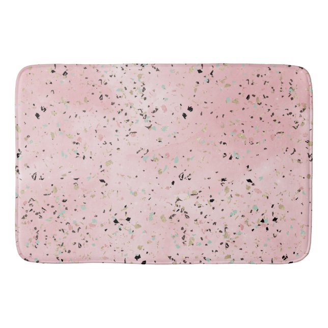 Tapis De Bain Marbre rose et or Terrazzo (Devant)