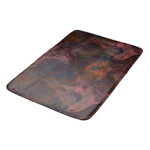 Tapis De Bain marbre rouge, bleu, orange et violet abstrait