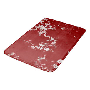 Tapis De Bain Marbre rouge et blanc abstrait
