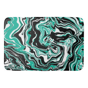 Tapis De Bain Marbre turquoise, noir et blanc comme