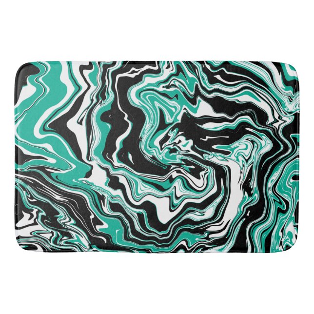 Tapis De Bain Marbre turquoise, noir et blanc comme (Devant)