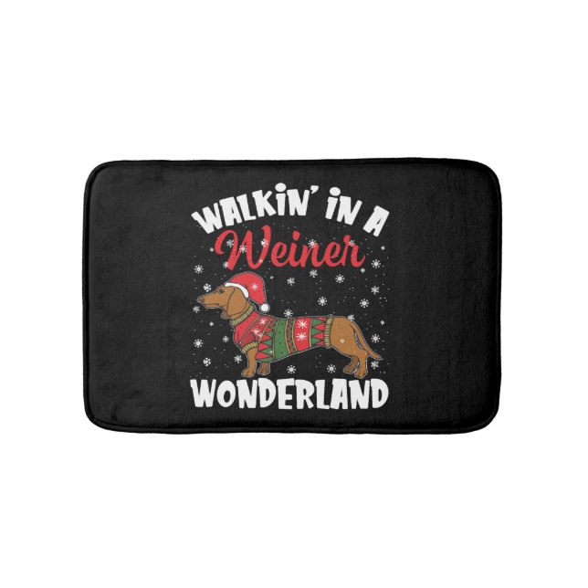 Tapis De Bain Marcher Dans Un Wonderland Wiener Dachshund Drôle (Devant)