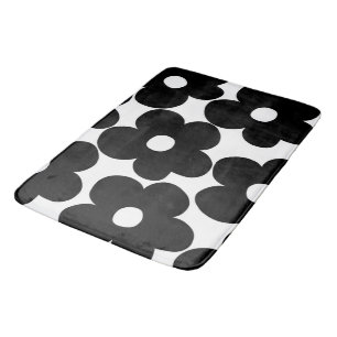 Tapis De Bain Marguerites noires rétro #1 #décoration #art