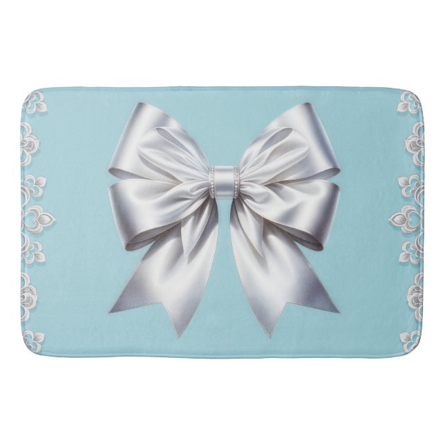 Tapis De Bain Mariée Turquoise Robin's Egg Blue Big White Bow (Devant)