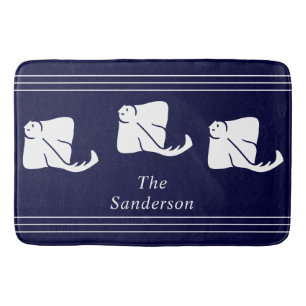 Tapis De Bain Marine Bleu foncé Côte Nautique Stingray Manta Ray