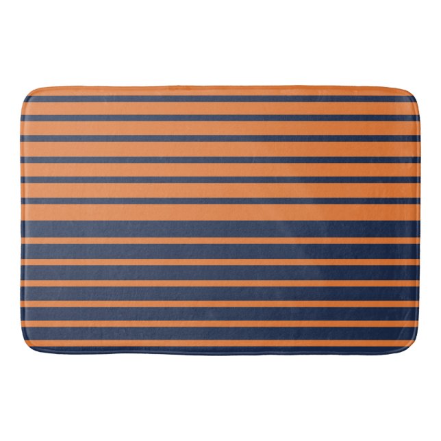 Tapis De Bain Marine Bleu Orange Horizontal Striped Mat (Devant)