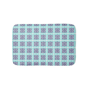 Tapis De Bain Marine Blue Aqua Turquoise Grèce Motif clé