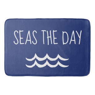 Tapis De Bain Marine Mer Bleue le jour Vagues Nautique