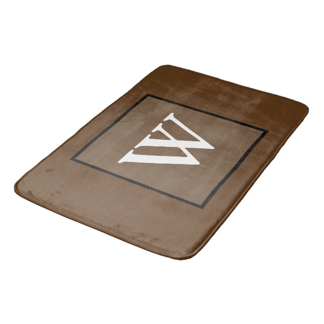 Tapis De Bain Marron Blanc Monogramme (Angle)