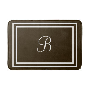 Tapis de bain marron initial ou nom