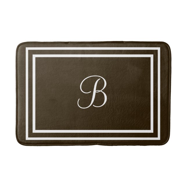 Tapis de bain marron initial ou nom (Devant)