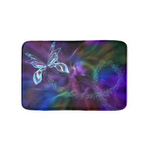 Tapis De Bain Mat à bain Abstrait pourpre à papillon