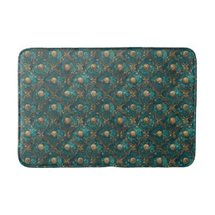 Tapis De Bain Mat à bain turquoise et or Floral
