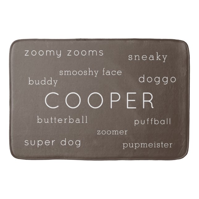 Tapis De Bain Mat à Chien Plat Doux Nom personnalisé + Pseudo (Devant)