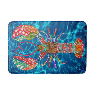 Tapis De Bain Mat-bain rouge de homard du Maine coloré