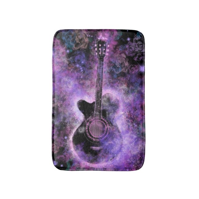 Tapis De Bain Mat Bain Violet avec Guitare Musicale Design Moder (Devant (Vertical))