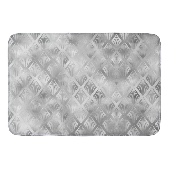 Tapis De Bain Mat de bain Abstrait géométrique gris argent (Devant)