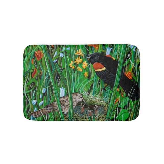 Tapis De Bain Mat de bain Blackbird de l'aile rouge (Devant)