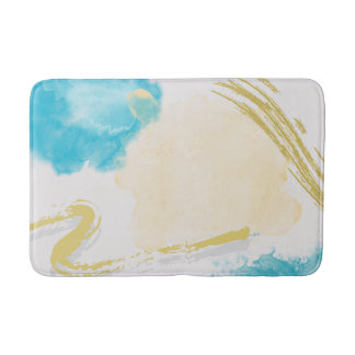 Tapis De Bain Mat de bain blanc aux accents bleu et beige nuageu