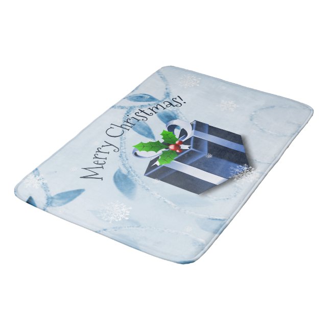 Tapis De Bain Mat de bain cadeau de Noël bleu (Angle)