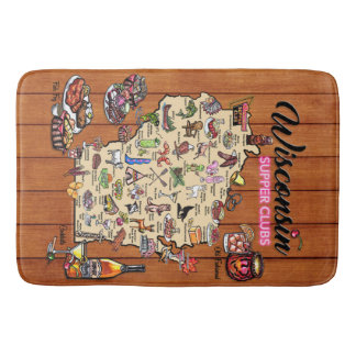 Tapis De Bain Mat de bain - Carte du club de souper du Wisconsin