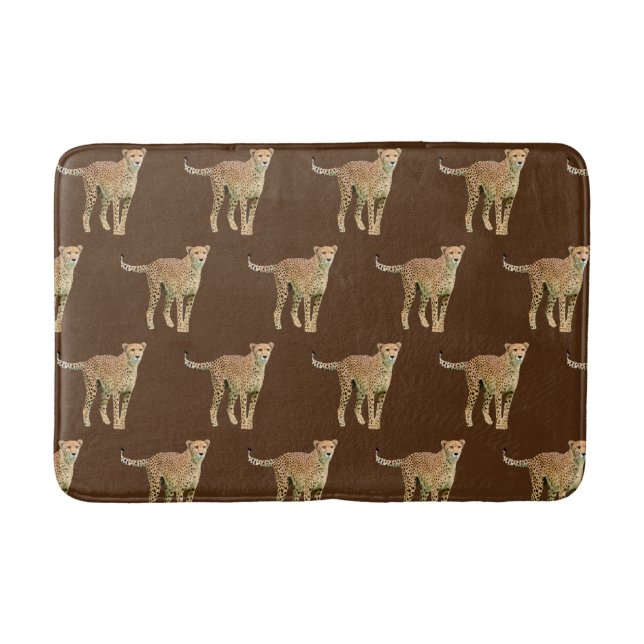 Tapis De Bain Mat de bain Cheetah sur Arrière - plan Brown (Devant)