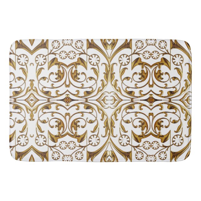 Tapis De Bain Mat de bain de luxe blanc et or (Devant)