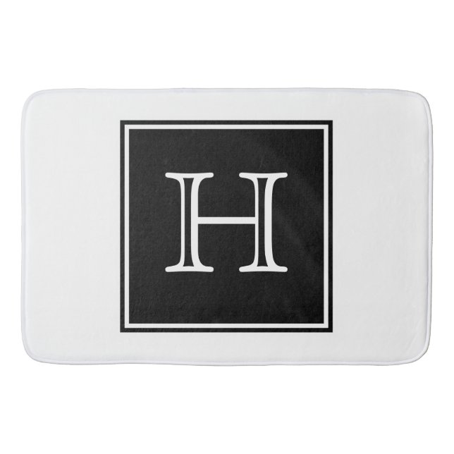 Tapis De Bain Mat de bain de Monogramme Carré noir (Devant)