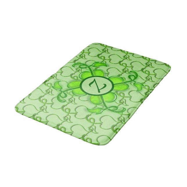 Tapis De Bain Mat de bain - Feuilles ivoire avec Monogramme (Angle)