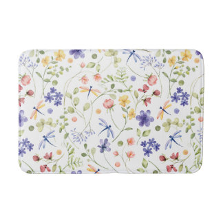 Tapis De Bain Mat de bain fleur sauvage et libellule