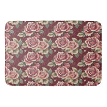 Mat de bain Floral vintage Rose - Bourgogne romant