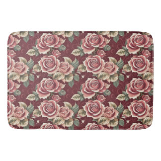 Tapis De Bain Mat de bain Floral vintage Rose - Bourgogne romant