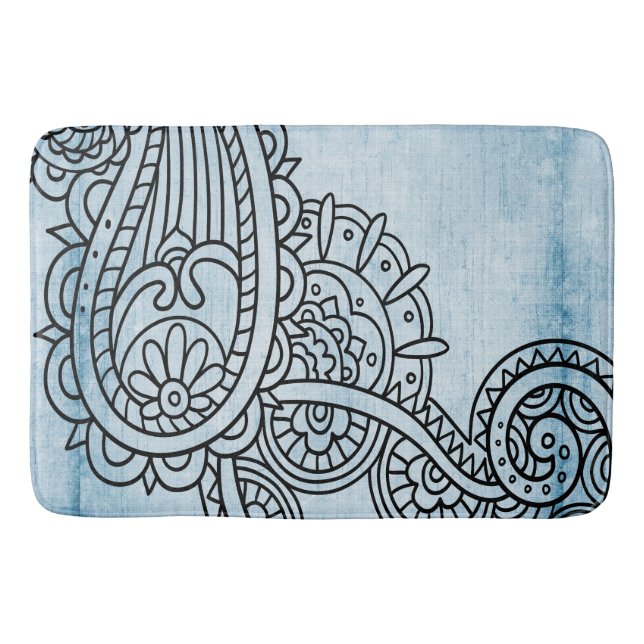 Tapis De Bain Mat de bain Motif Mehndi bleu (Devant)