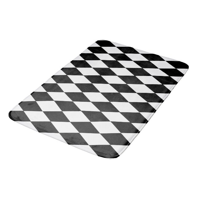 Tapis De Bain Mat de bain noir et blanc À damiers (Angle)