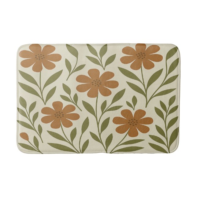 Tapis De Bain Mat de bain Orange Fleurs (Devant)