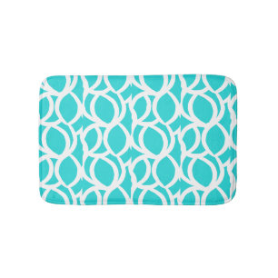 Tapis De Bain Mat de bain Turquoise et blanc Abstrait moderne