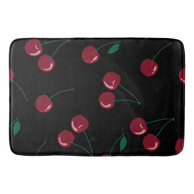 Tapis De Bain Mat noir cerise rouge (Devant)