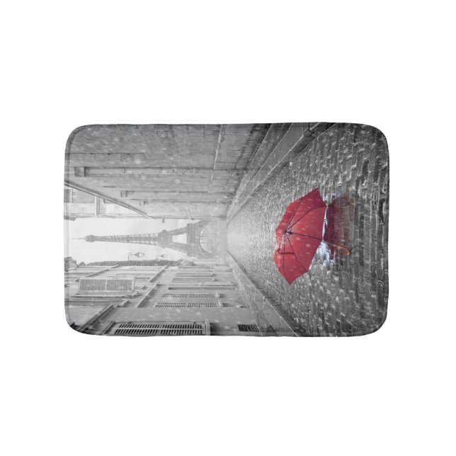 Tapis De Bain Matelas de bain avec tour Eiffel et parapluie roug (Devant)