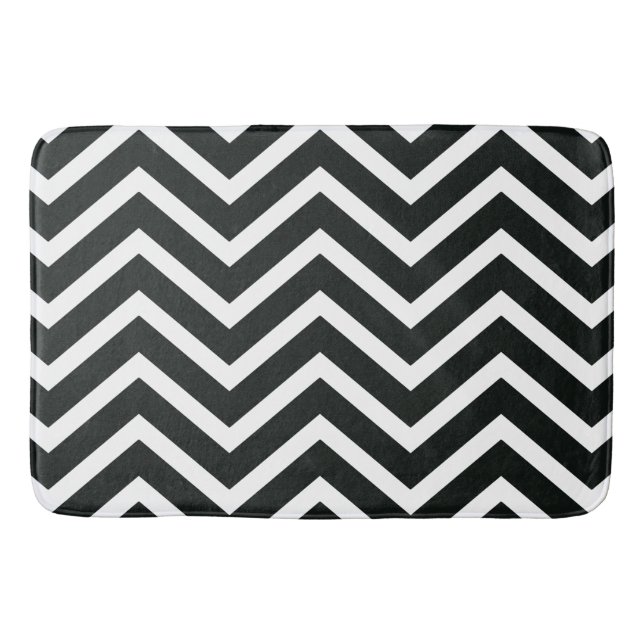 Tapis De Bain Matelas de bain moderne Motif en chevron blanc noi (Devant)