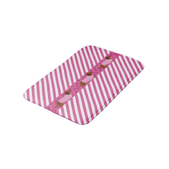 Tapis De Bain Matt de bain rose et blanc (Angle)
