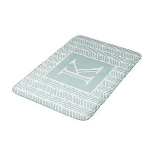 Tapis De Bain Menthe Seaglass Vert Zigzag Blanc