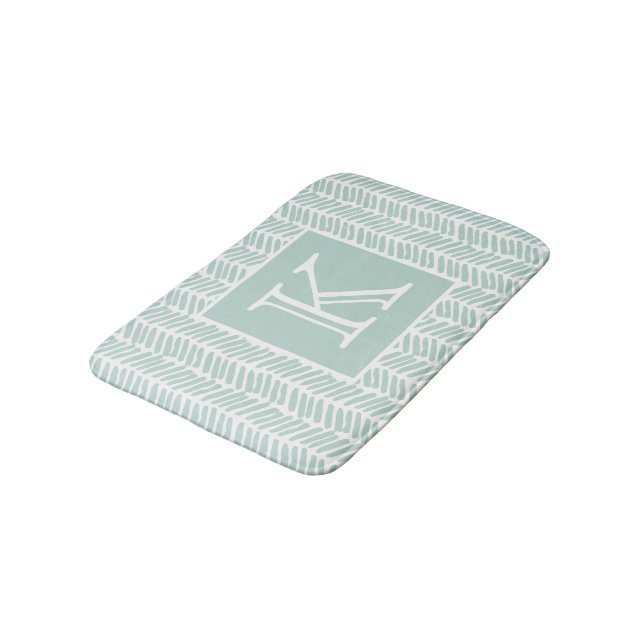 Tapis De Bain Menthe Seaglass Vert Zigzag Blanc (Angle)