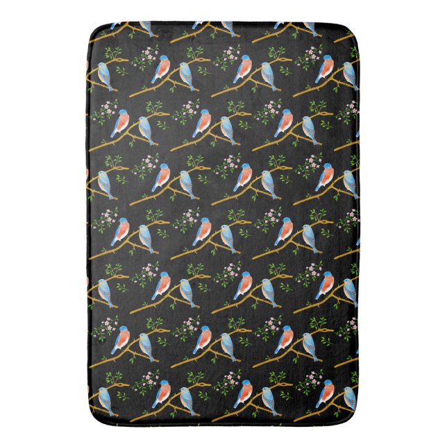 Tapis De Bain Merles Bleus (devant Vertical)