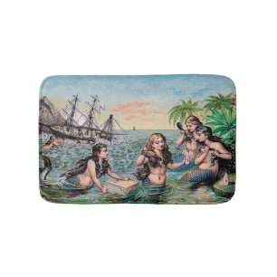 Tapis De Bain Mermaid Antique Magie Océan Nautique