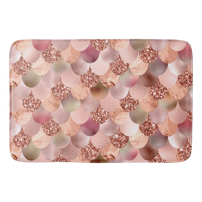 Tapis De Bain Mermaid Scales Rose or Parties scintillant étincel (Devant)