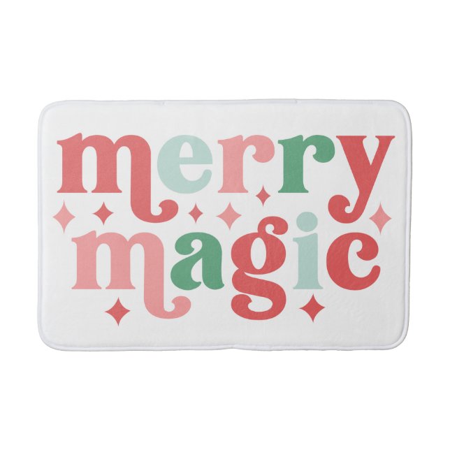 Tapis De Bain Merry Magic - Colorée Typographie de vacances (Devant)